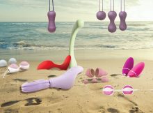 Kegel products arranged on a beach